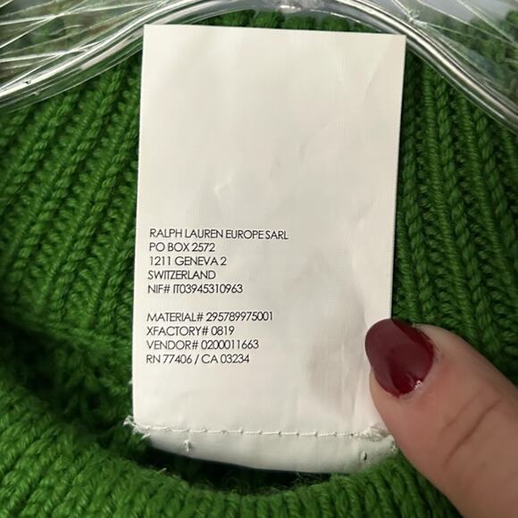 Club Monaco Oversized Shaker Stitch Sweater Green Women's XS Italian Yarn Wool - Picture 6 of 6